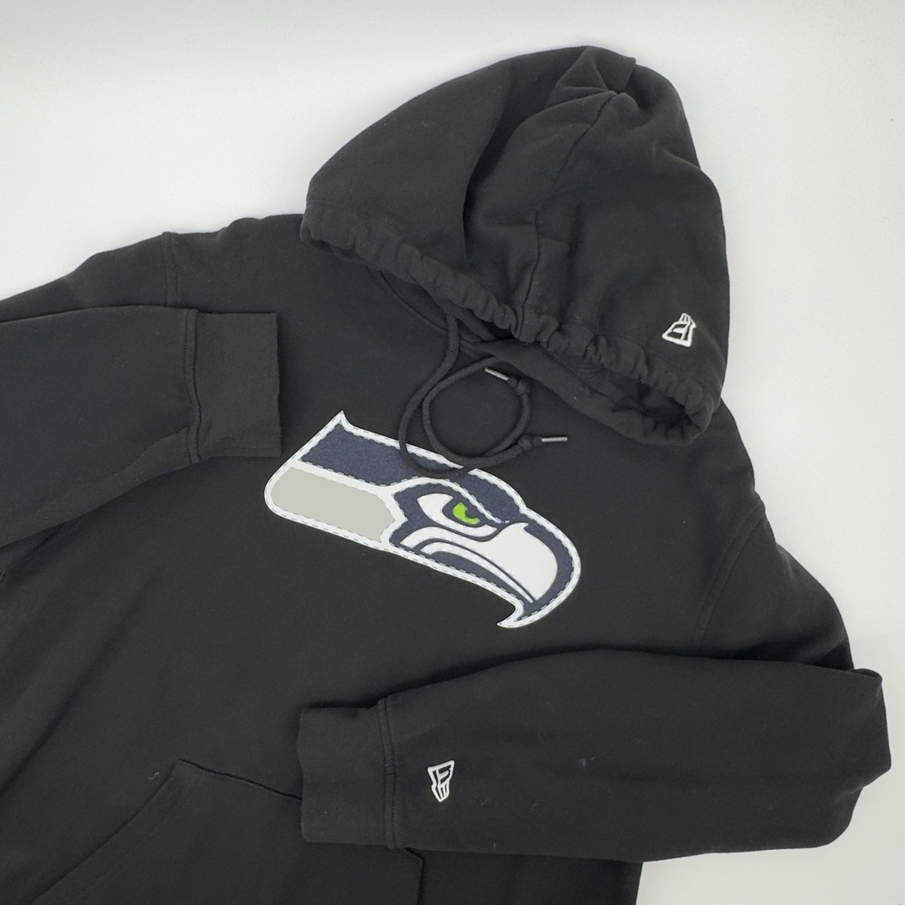 Seattle‎ Seahawks Hoodie New Era NFL Black Pullover Sweatshirt Men's Large Logo - Picture 3 of 8